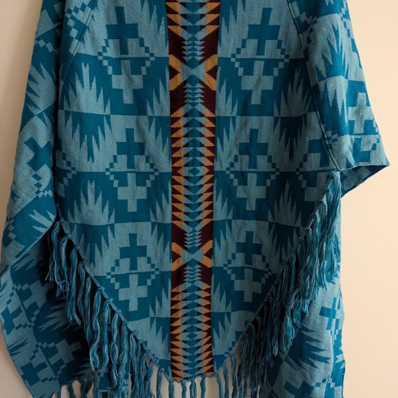 Pendleton Jackets & Blazers - Pendleton Turquoise and Brown Geometric Poncho